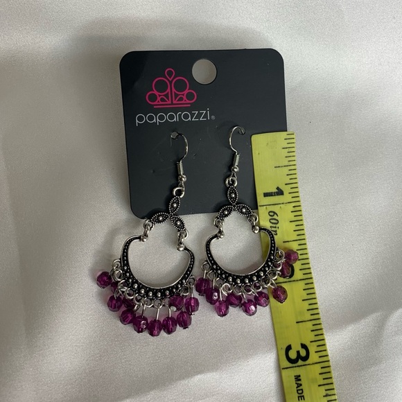 Paparazzi Earring /Babe Alert /Purple Beads - Picture 4 of 7